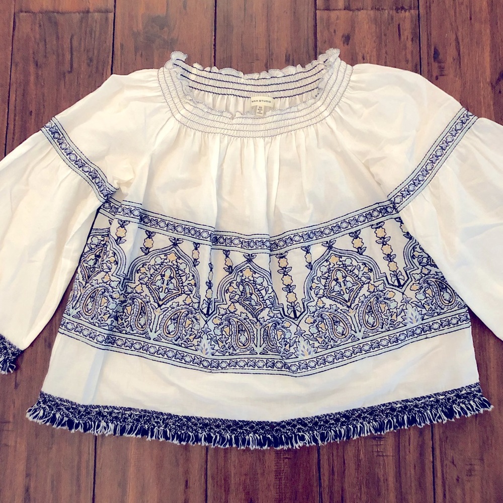 Max Studio embroidered cotton top